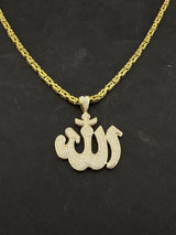 Sertifikalı Taşlı Gümüş Allah Yazılı Kolye Ucu - 50x42mm