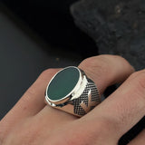 Akik Harfli Taşlı Yüzük