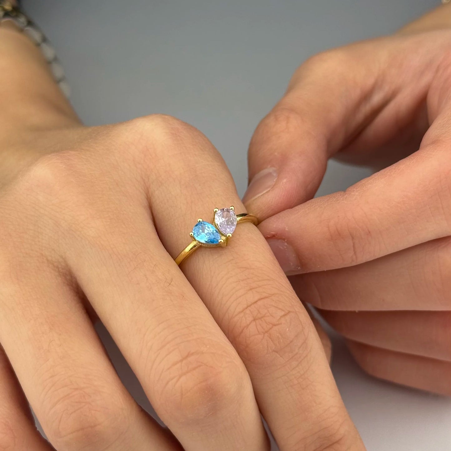 Damla Taş Doğum Yüzüğü | Anne Çocuk Hediye | Eşlere Özel Anlamlı Takı