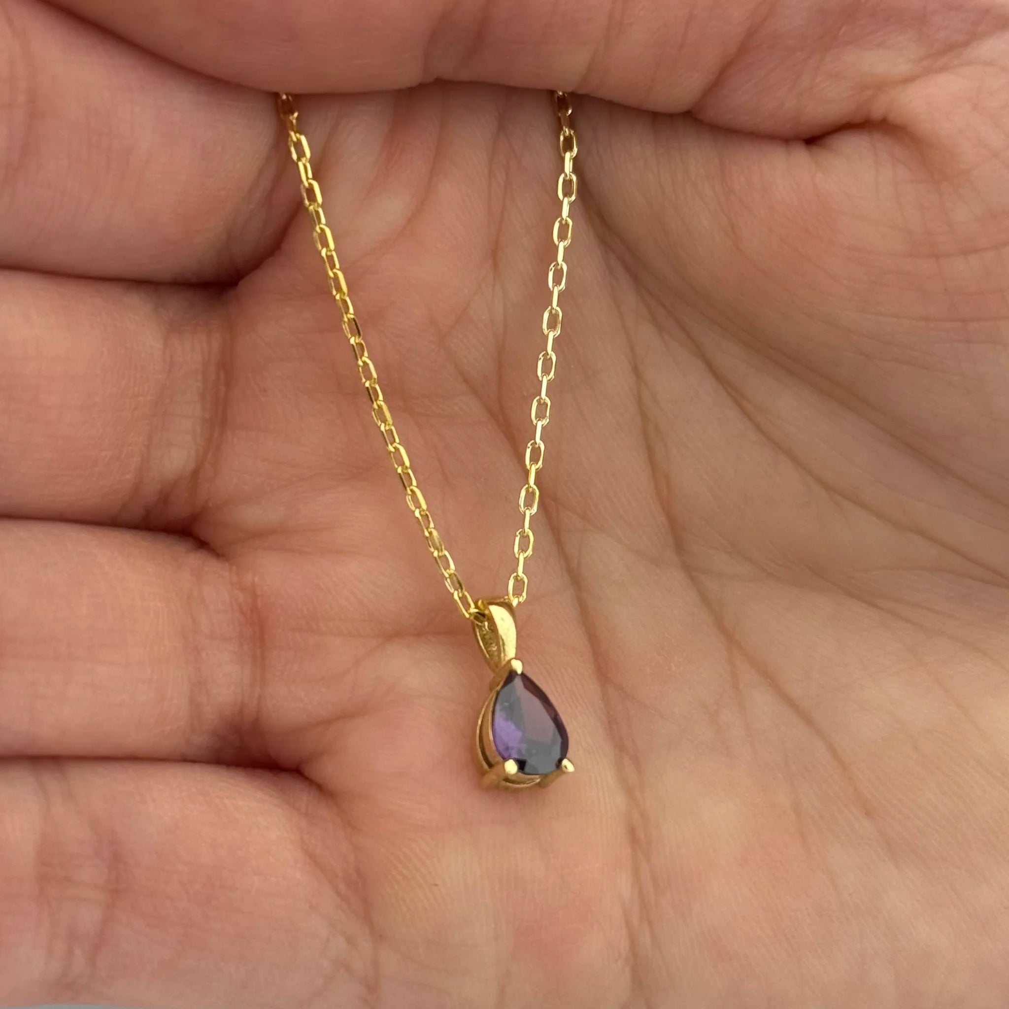 Doğum Taşı Kolye-Damla Kesim Çoklu Taşlı Kolye