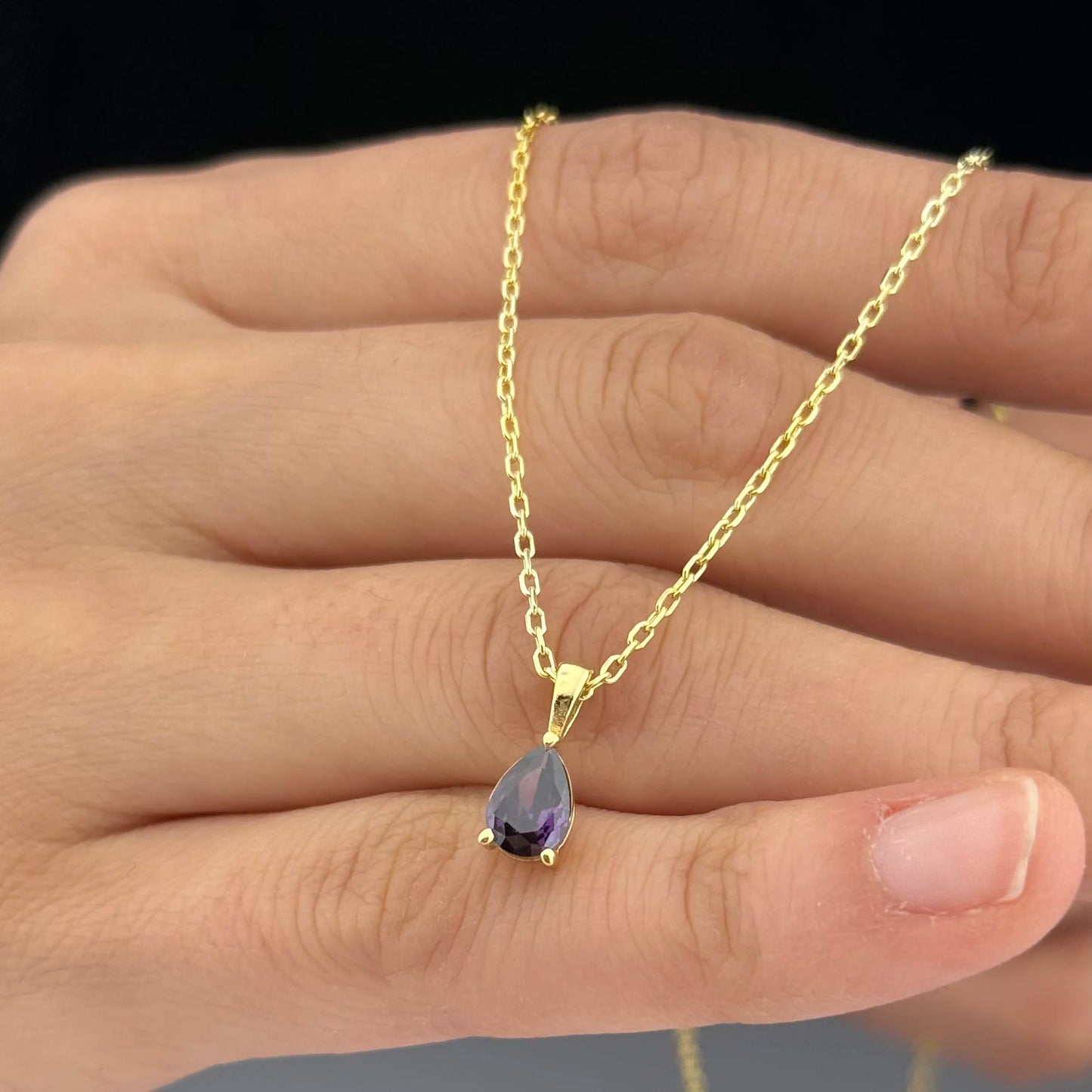 Doğum Taşı Kolye-Damla Kesim Çoklu Taşlı Kolye