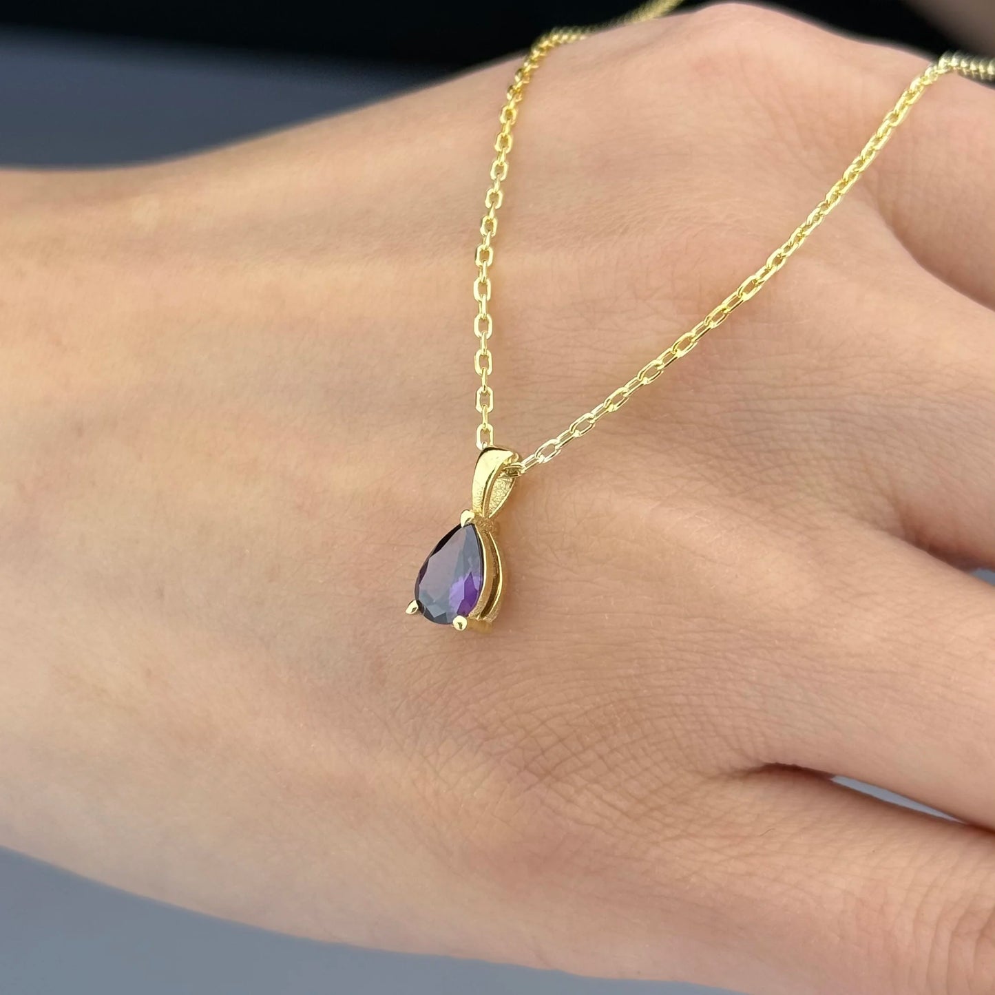 Doğum Taşı Kolye-Damla Kesim Çoklu Taşlı Kolye