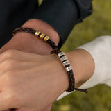 Gümüş Halka Detaylı Siyah Örme Bileklik