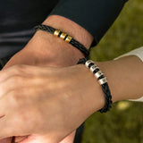 Gümüş Halka Detaylı Siyah Örme Bileklik