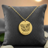 Kişiye Özel Fotoğraf İşlemeli Kedi Kolye | Gümüş Pet Takı