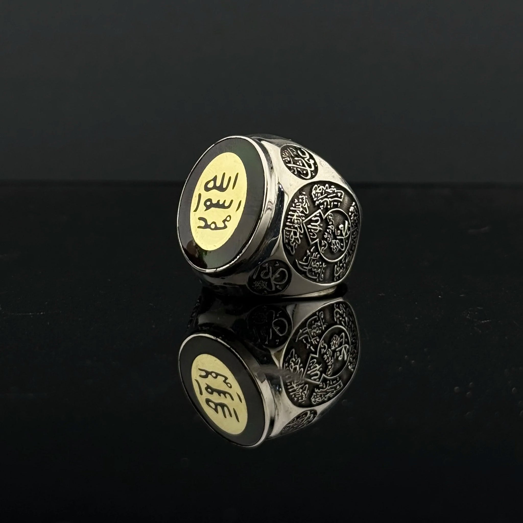 Mühr-ü Şerif İşlemeli Ashab-ı Kehf Gümüş Erkek Yüzüğü