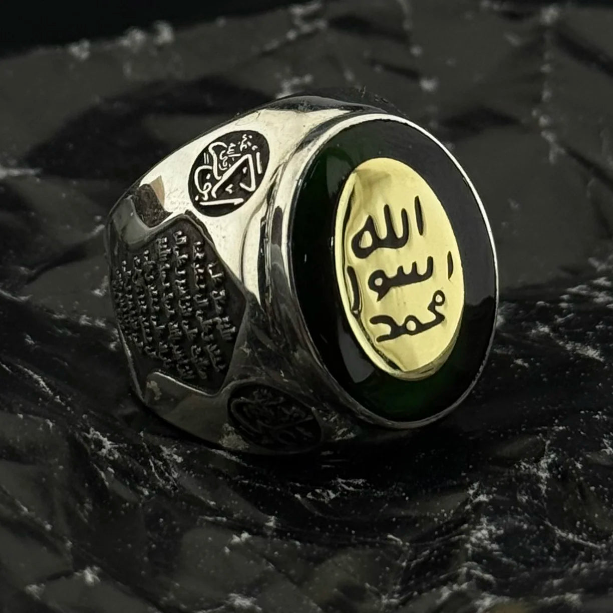 Mühr-ü Şerif İşlemeli Ashab-ı Kehf Gümüş Erkek Yüzüğü