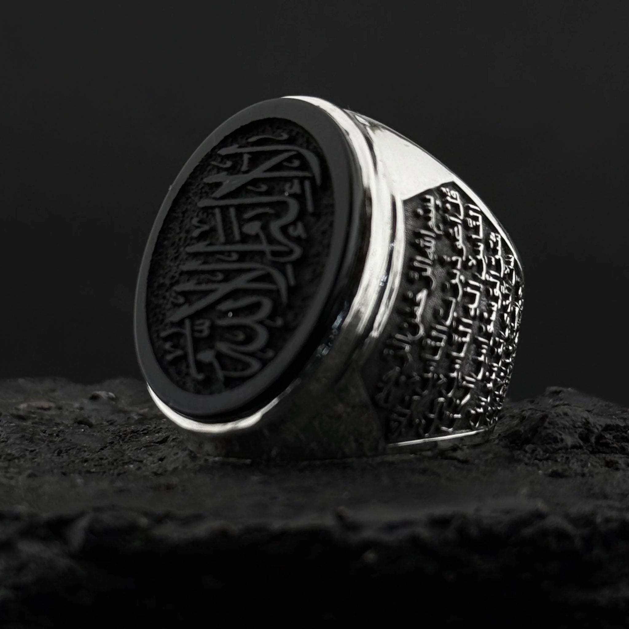 Kelimei tevhid onyx yüzük