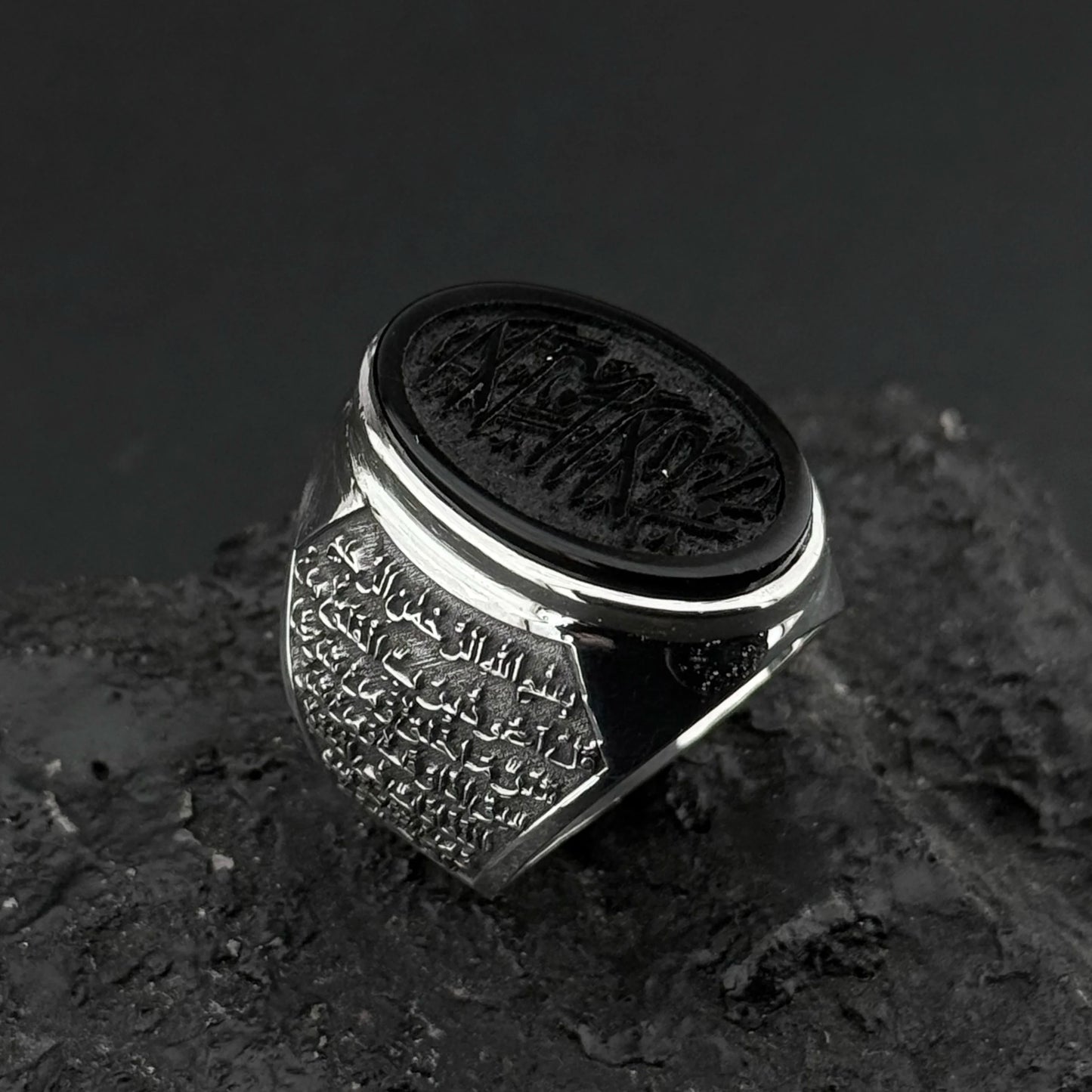 Kelimei tevhid onyx yüzük