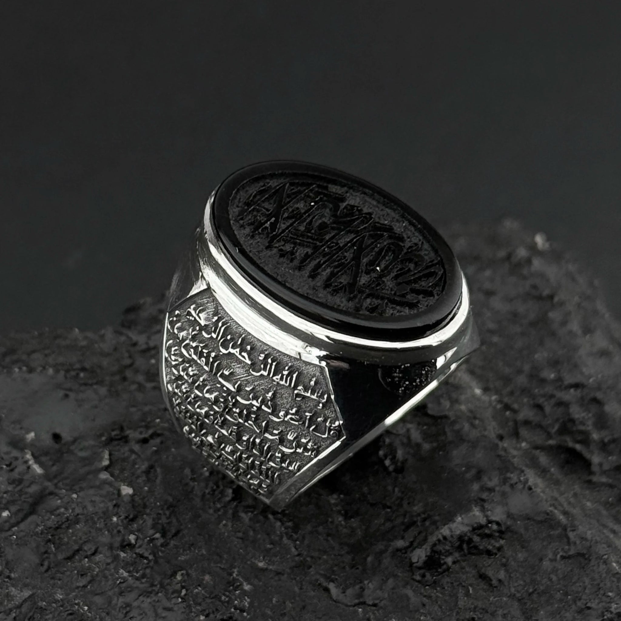 Kelimei tevhid onyx yüzük