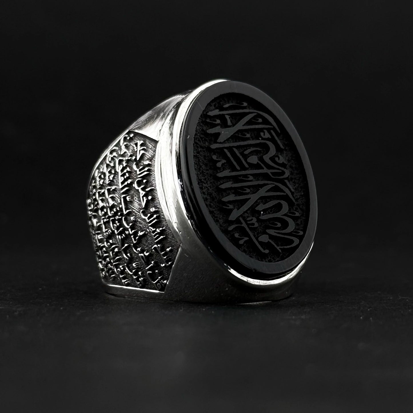 Kelimei tevhid onyx yüzük