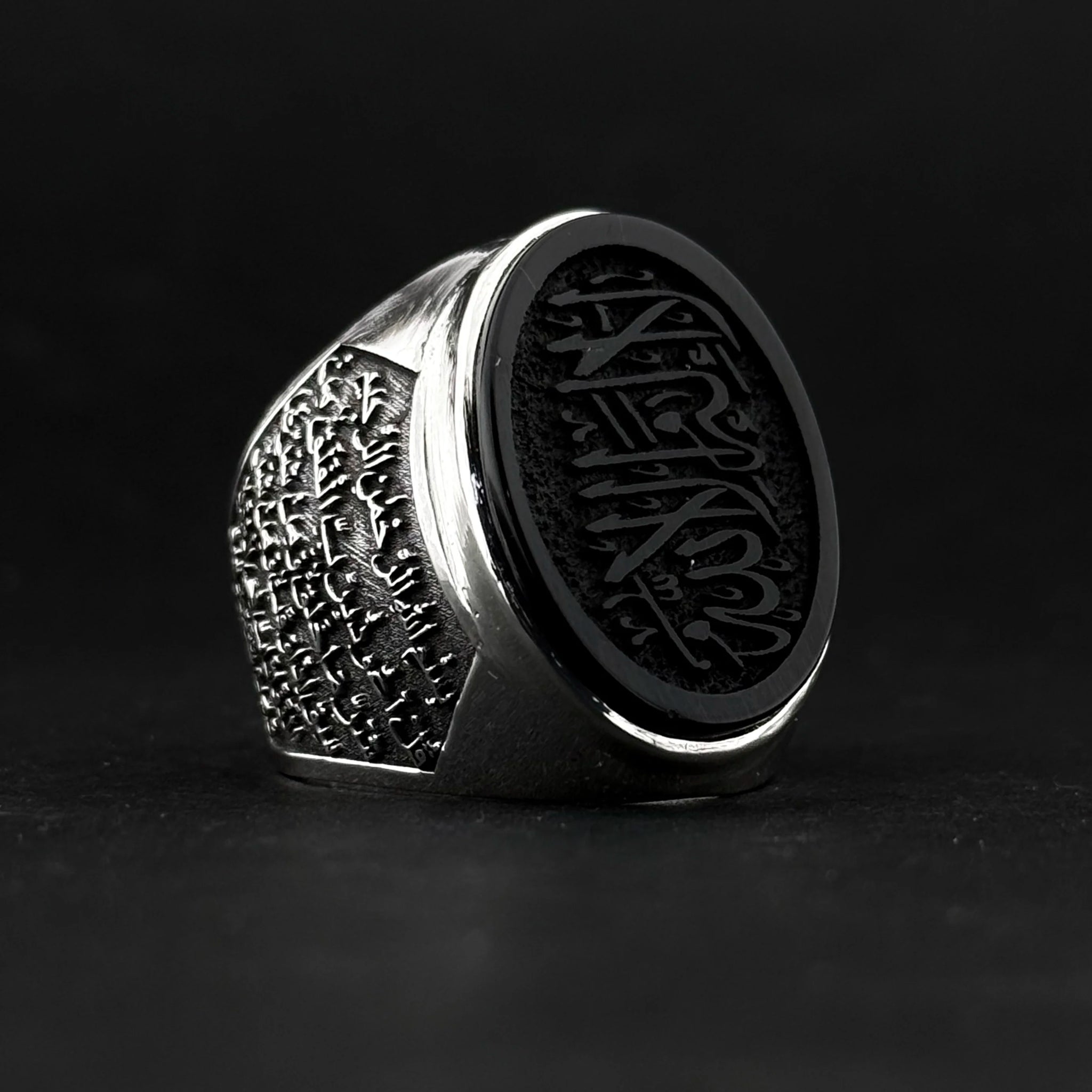 Kelimei tevhid onyx yüzük