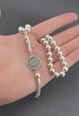 Özel Tasarım 925 Ayar Gümüş Ayet-el Kürsi İşlemeli Tesbih