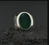 Akik Harfli Taşlı Yüzük