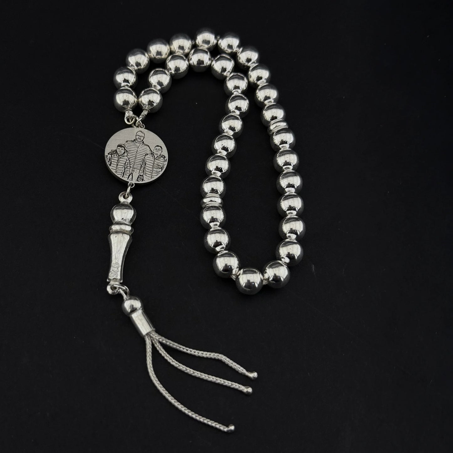 Kişiye Özel Fotoğraflı Gümüş Tesbih