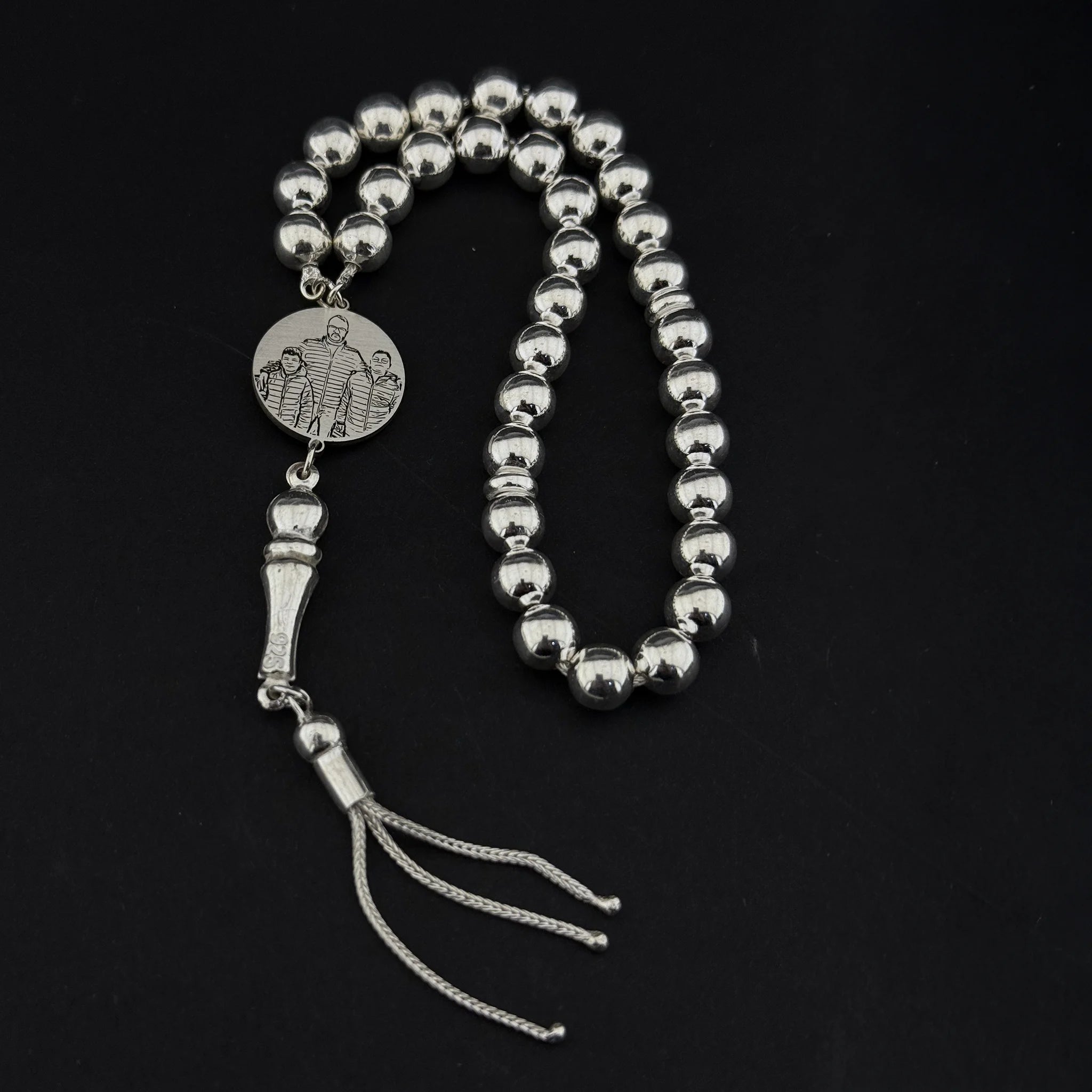Kişiye Özel Fotoğraflı Gümüş Tesbih