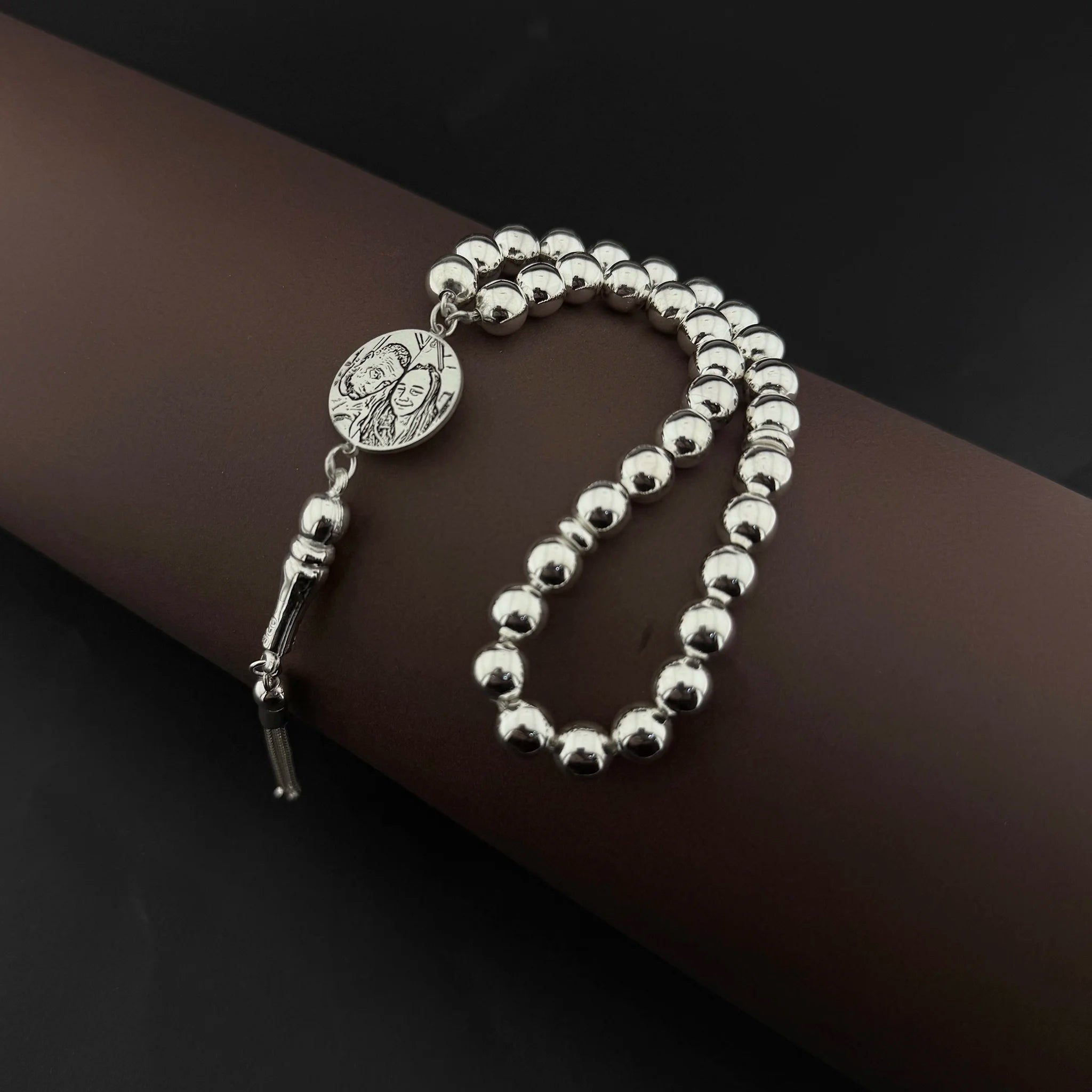 Kişiye Özel Fotoğraflı Gümüş Tesbih